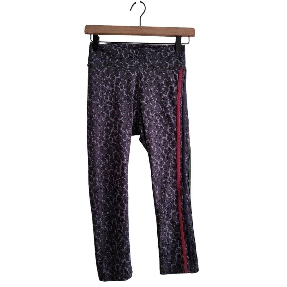 The Upside Leopard Print Gray Stripe Cropped Leggings